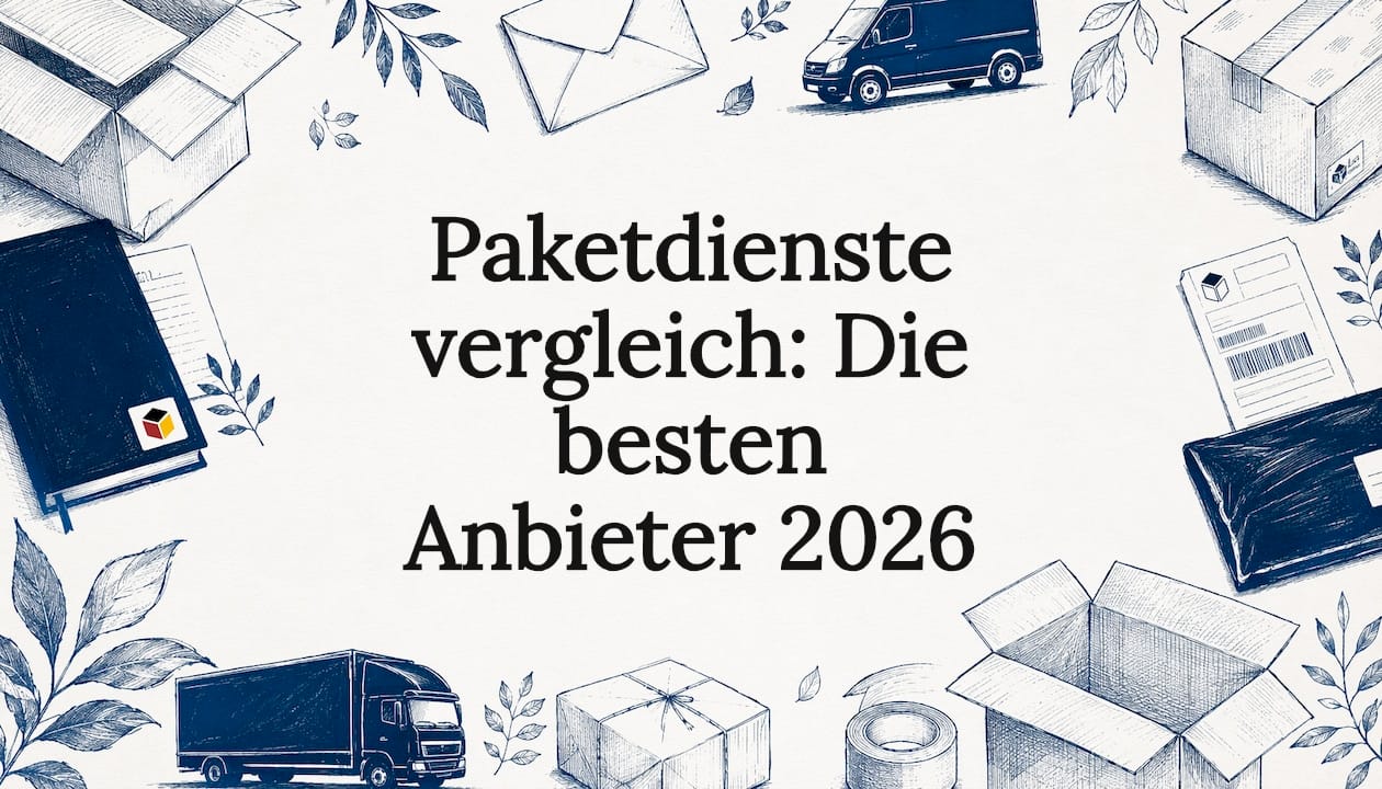 Stilvolle Titelgrafik mit ansprechenden Paket-Illustrationen
