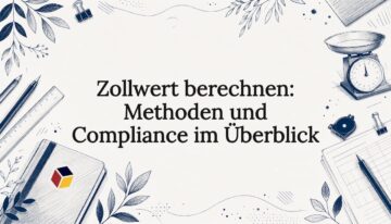 Stilvolle Cover-Illustration mit typischen Symbolen aus dem Zollbereich