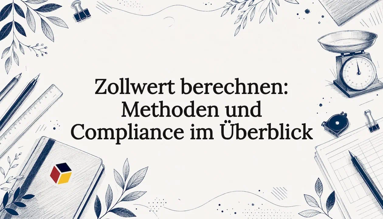 Stilvolle Cover-Illustration mit typischen Symbolen aus dem Zollbereich