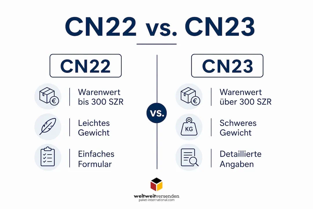 Infografik: Unterschiede zwischen CN22 und CN23 auf einen Blick