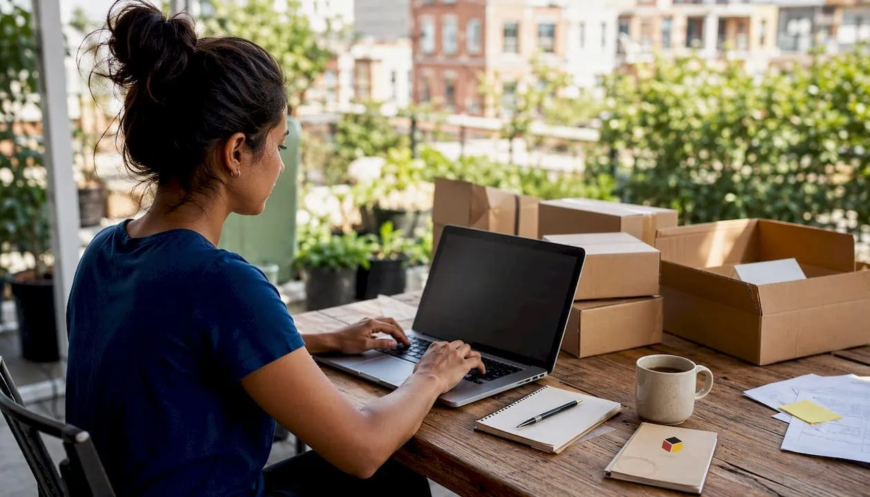 Ein E-Commerce-Manager arbeitet mit einer Versandsoftware, um den Versandprozess effizient zu steuern.