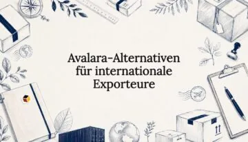 Stilvolle Titelgrafik mit Motiven rund um Versand und Zoll
