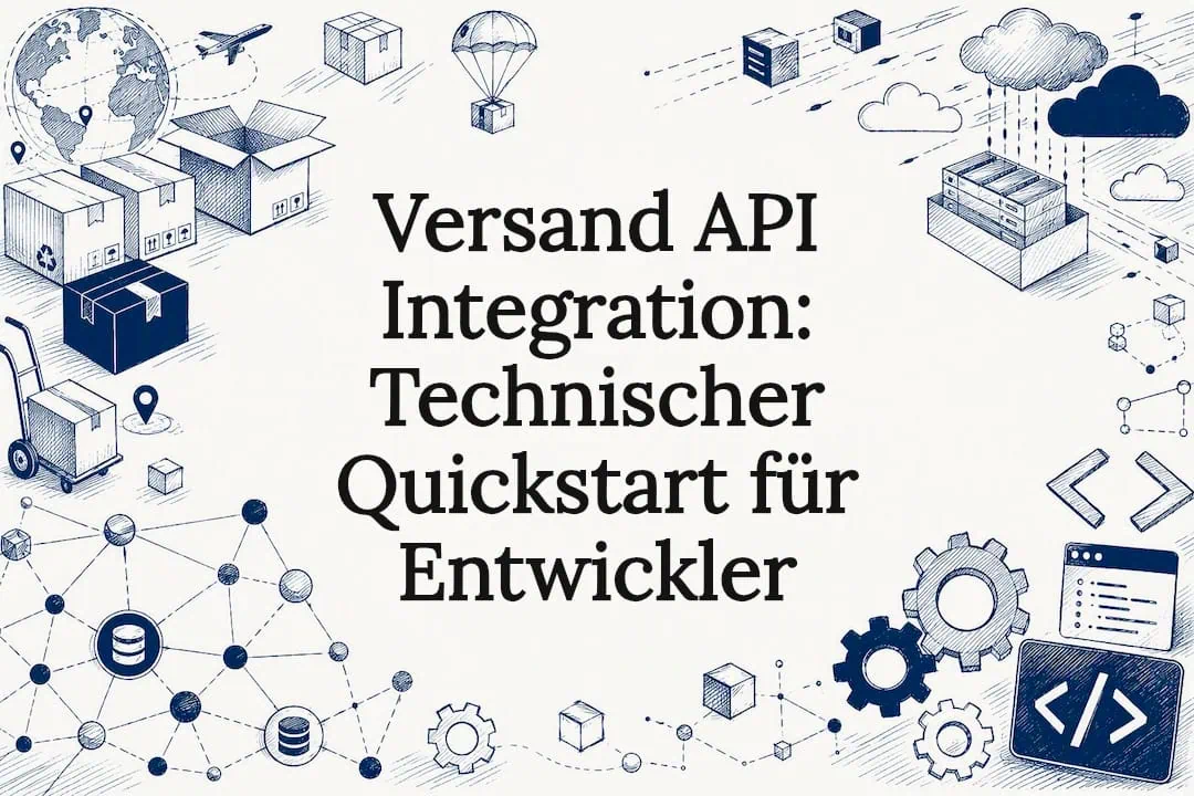 Gestaltete Titelgrafik zur Anbindung einer Versand-API