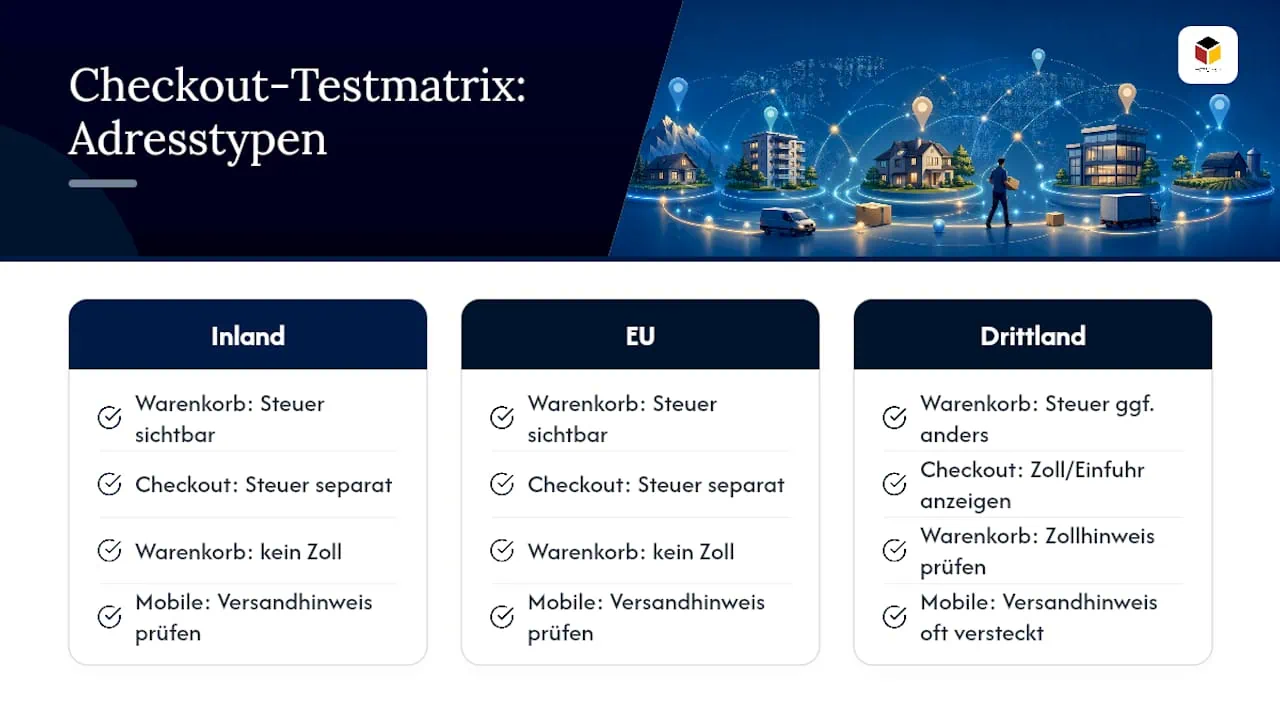 Testmatrix für transparente Checkout-Gebühren