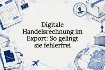 Dekorative Darstellung einer digitalen Exportrechnung