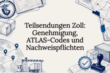Illustrierte Titelkarte für zollrechtliche Teillieferungen