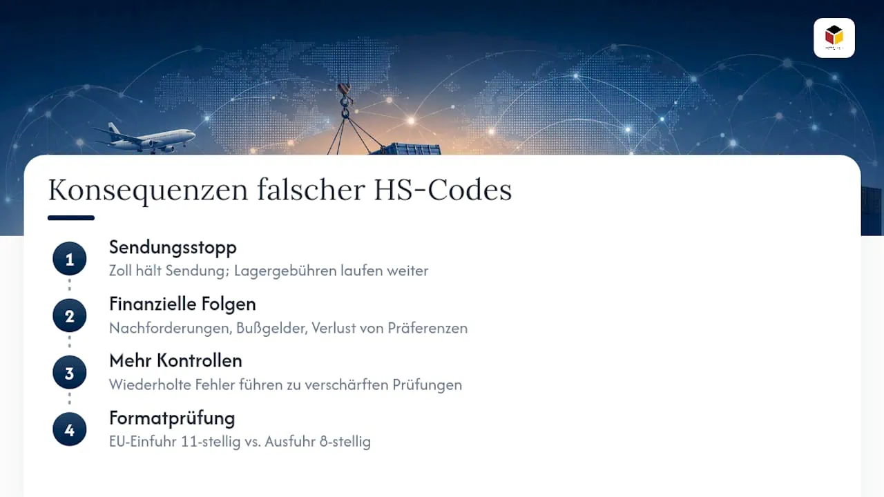 Welche Konsequenzen drohen bei einem falschen HS-Code? — overview diagram