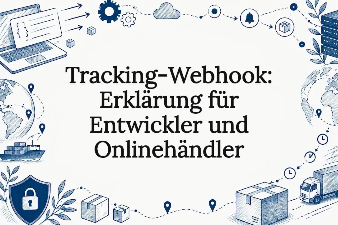 Dekorative Titelgrafik für Tracking-Webhooks