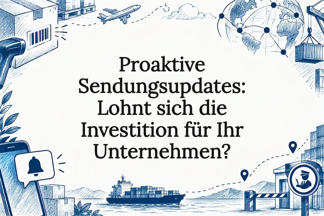Titelbild mit Paket- und Datenillustrationen