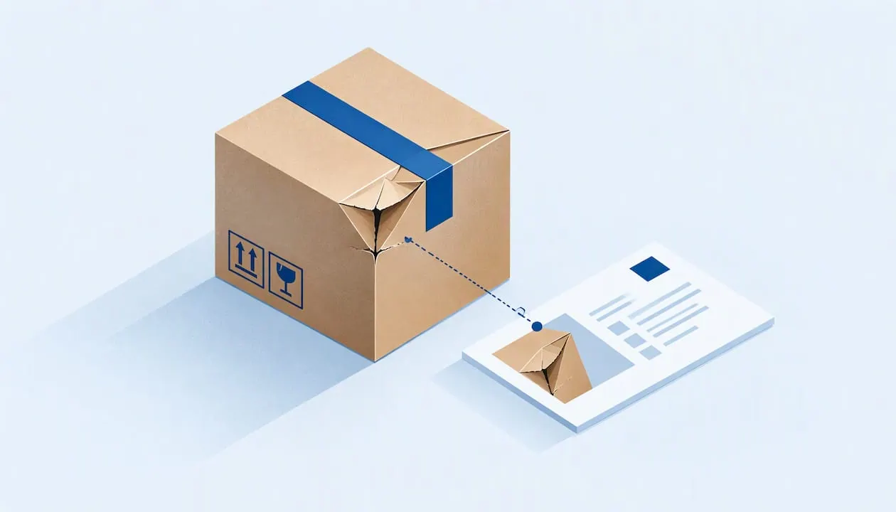 Geometrisches Paket neben einer Quittung
