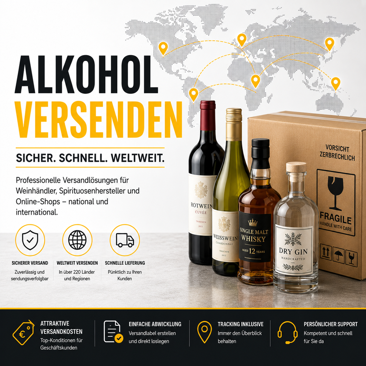 Alkohol versenden - national und international