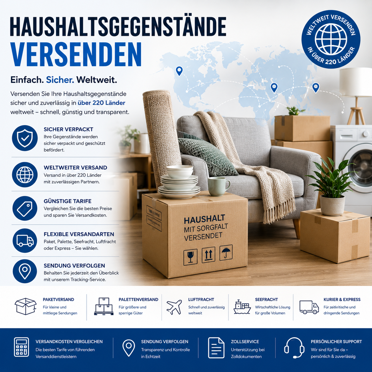 Haushaltsgegenstände versenden - national und international