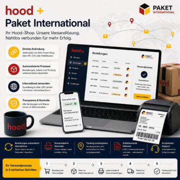 Hood-Versand automatisieren: Bestellungen verarbeiten, Versandlabel erstellen und Trackingdaten sauber zuordnen.