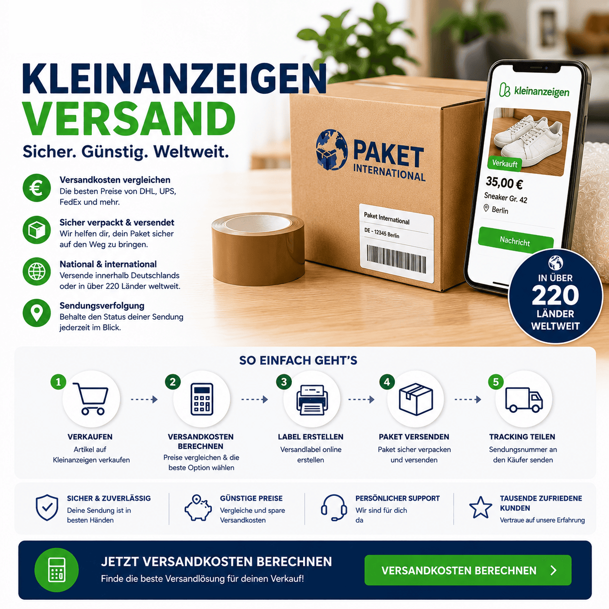 Kleinanzeigen versenden - national und international