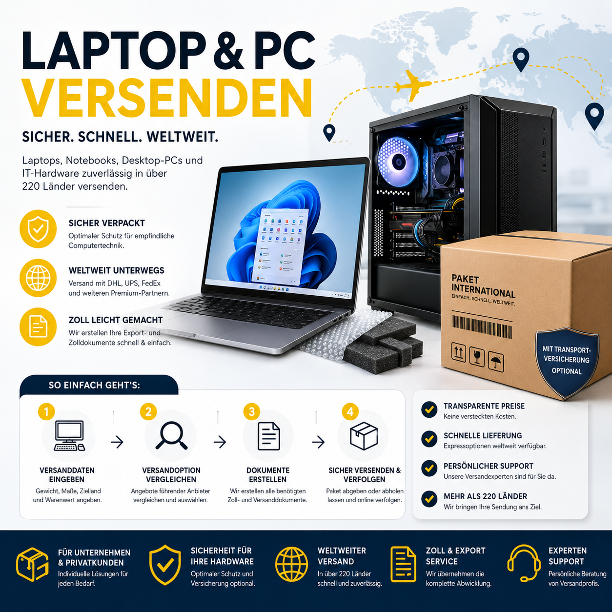 Laptop & PC versenden - deutschlandweit und international