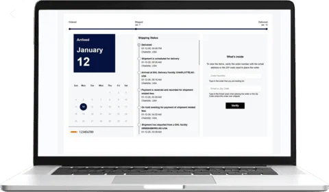 Versandstatus und Sendungsverfolgung für weltweiten Versand.