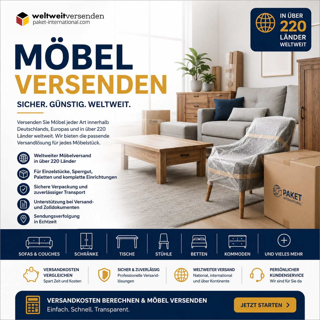 Möbel versenden - national und international