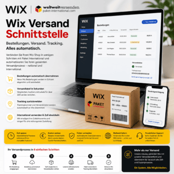 Wix-Versand automatisieren: Bestellungen übernehmen, Fulfillments erstellen, Tracking zurückmelden und Zollprozesse integrieren.