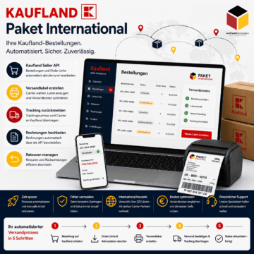 实现 Kaufland 订单自动化：检索订单单元、创建发货标签并可靠地报告跟踪数据。